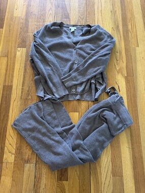 Cozy Women's Knit Cardigan & Pant Set - Gray